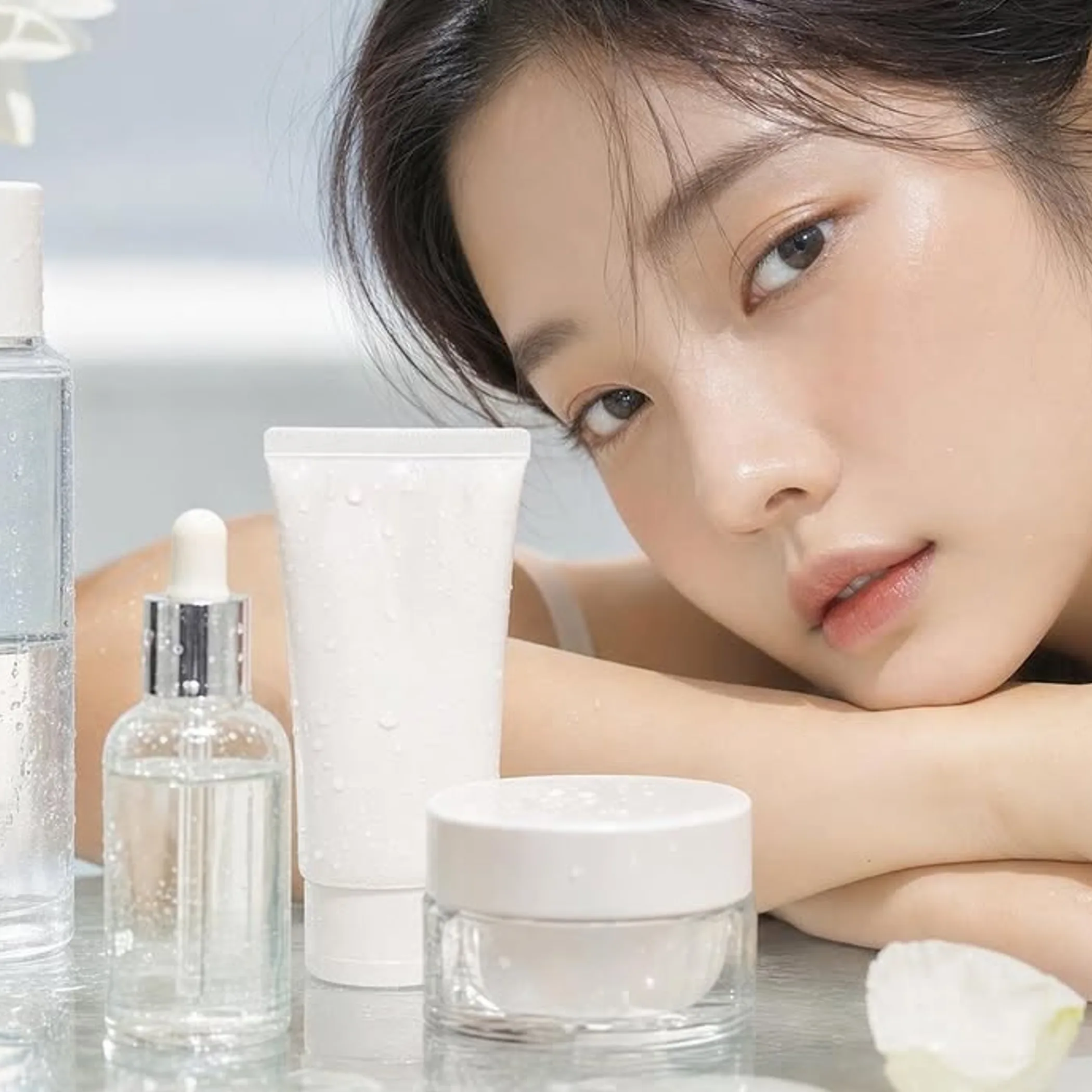 broad spectrum spf bottle on bathroom sink